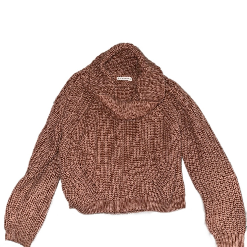 Moon & Madison Brownish-Pink Cowl Neck Sweater